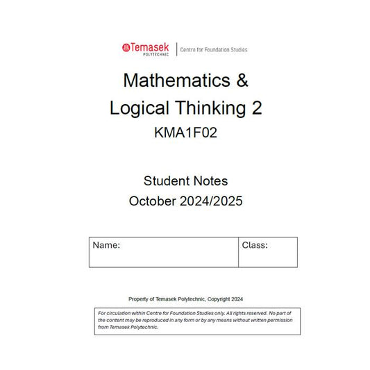 Mathematics & Logical Thinking 2 - (Student Notes)