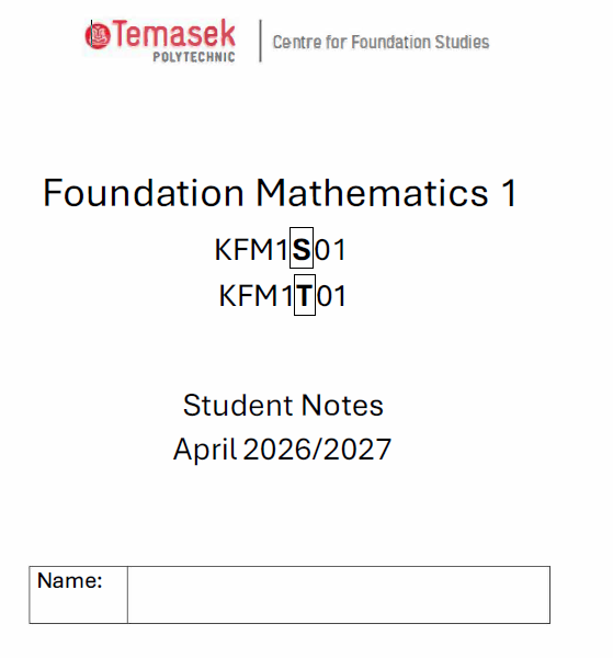 (12) Foundation Mathematic 1  KFMS01 Student Note April 2026/2027