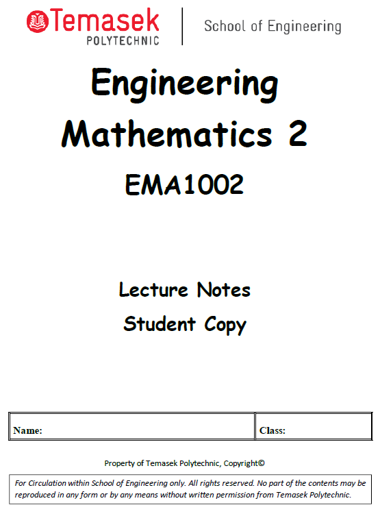 <9> Engineering Mathematics 2 EMA1002 Lecture Book